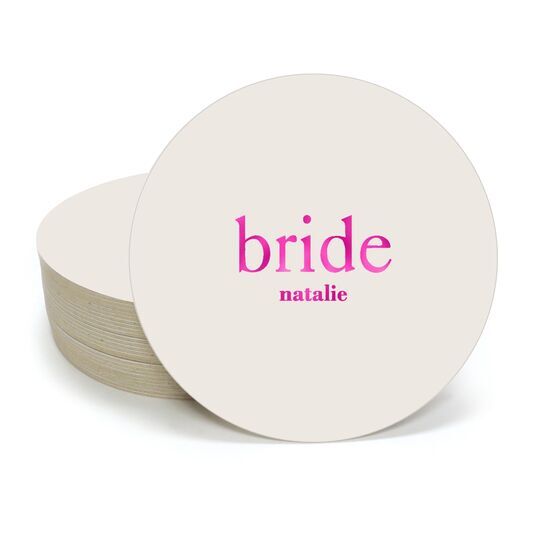 Big Word Bride Round Coasters